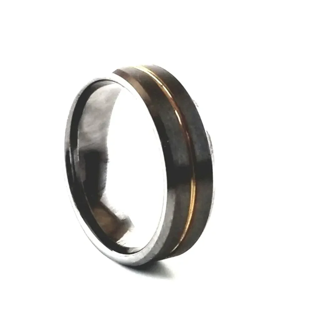 Men's new tungsten silver with gold line size 14‎